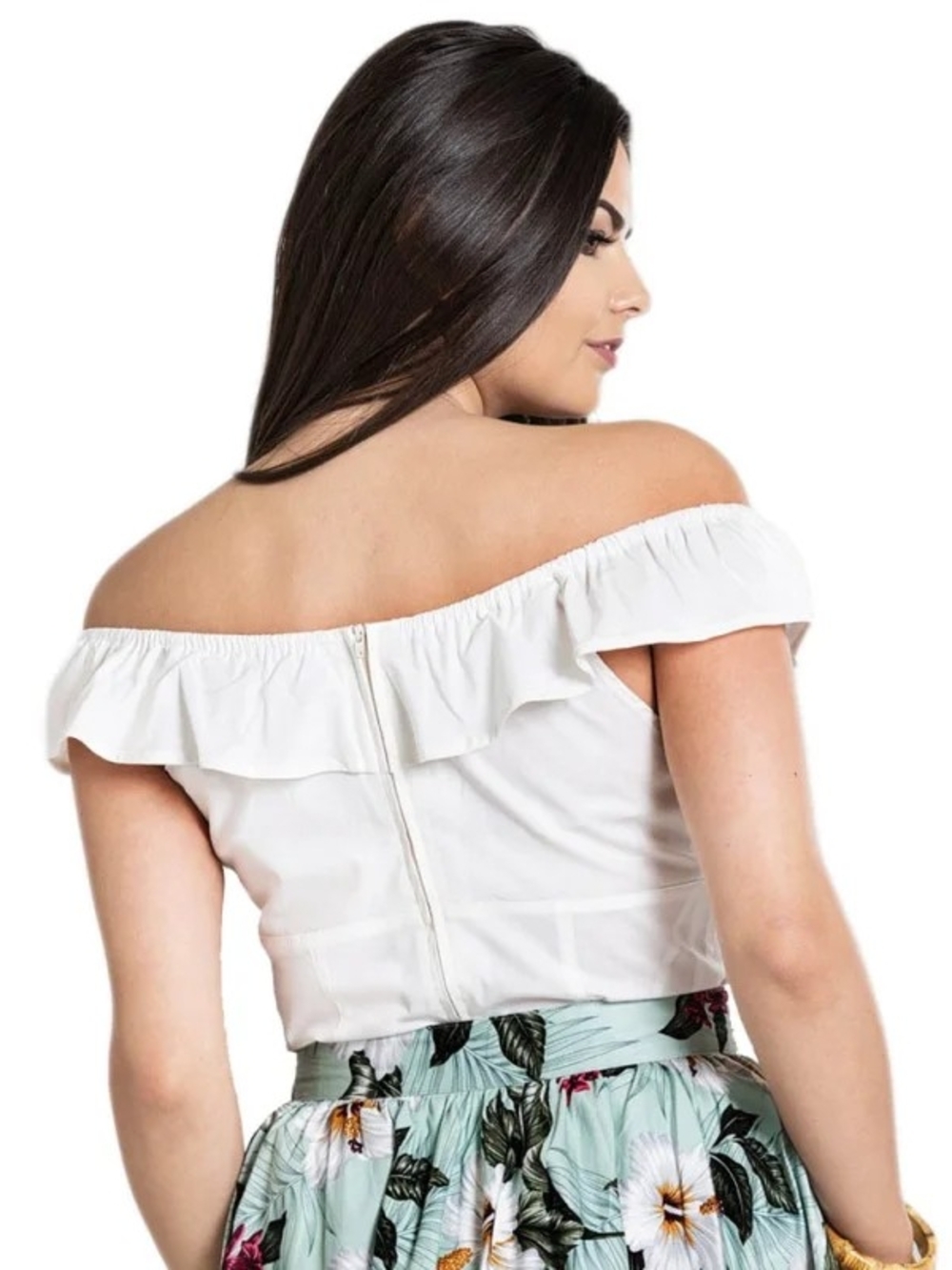 Hell Bunny White Off-Shoulder Ruffle Top - Picture 3 of 6